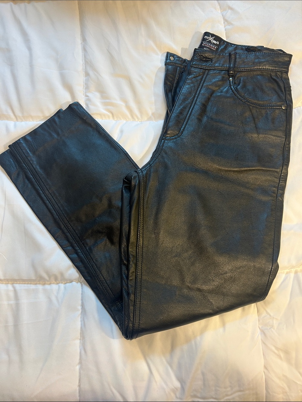 Women's Wilson Black Slim Straight Leather Jeans, 1990s